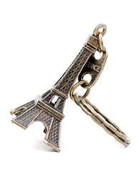 Image showing Small bronze copy of Eiffel tower figurine isolated on white bac