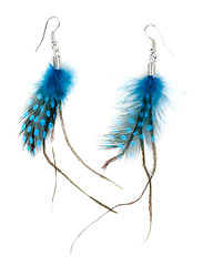 Image showing A pair of ladies earrings from feather