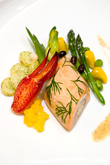 Image showing Steamed Salmon stuffed with Bok Choy