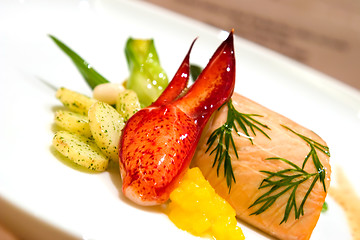 Image showing Steamed Salmon stuffed with Bok Choy