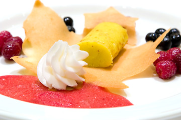 Image showing Lemon Custard on a Tuile