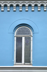 Image showing Blue wall and a beautiful window