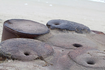 Image showing  drums on Arctic coast