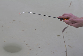 Image showing spring fishing on collapsing ice