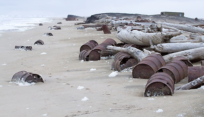 Image showing drums on Arctic coast