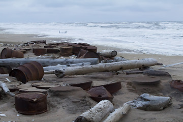 Image showing  drums on Arctic coast