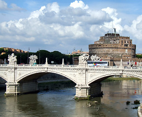 Image showing Bridge in Tiber and Castel San Angelo