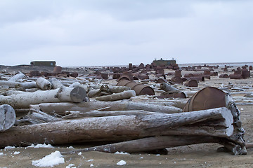 Image showing  drums on Arctic coast