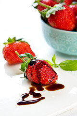 Image showing Strawberry with Balsamic sauce