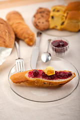 Image showing bread butter and jam 