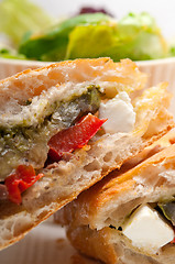 Image showing ciabatta panini sandwichwith vegetable and feta