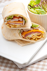 Image showing club sandwich pita bread roll