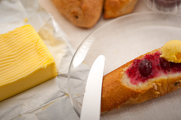 Image showing bread butter and jam 