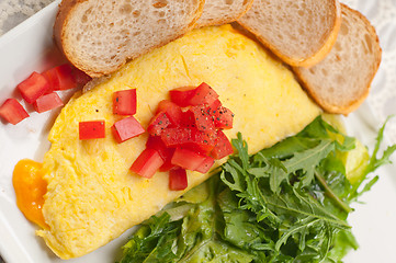 Image showing cheese ometette with tomato and salad