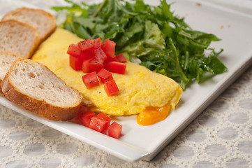 Image showing cheese ometette with tomato and salad