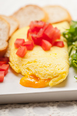 Image showing cheese ometette with tomato and salad