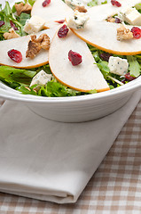 Image showing Fresh pears arugula gorgonzola cheese salad