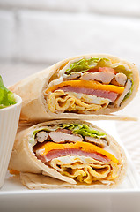 Image showing club sandwich pita bread roll