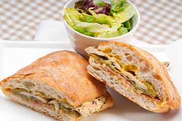 Image showing Italian ciabatta panini sandwich chicken