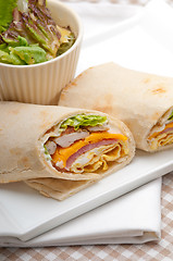 Image showing club sandwich pita bread roll