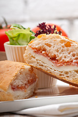 Image showing ciabatta panini sandwich with parma ham and tomato