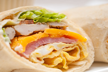 Image showing club sandwich pita bread roll