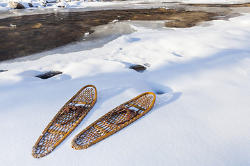 Image showing classic Bear Paw snowshoes
