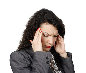 Image showing Young businesswoman with headache