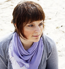 Image showing Young woman on the beach