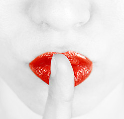 Image showing Finger on lips 