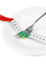 Image showing Fork and measuring tape