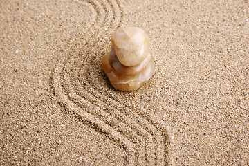 Image showing Zen stone in the sand 