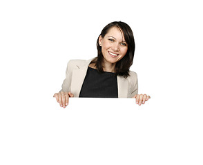 Image showing Businesswoman with a billboard 