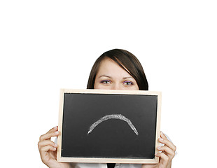 Image showing Businesswoman behind a sad face