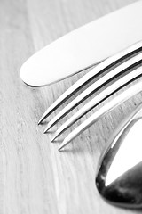 Image showing Spoon, knife and fork