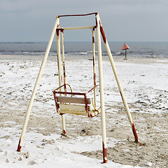 Image showing Old swing on the beach 