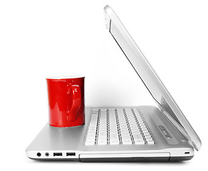 Image showing  Coffee on a laptop