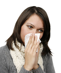 Image showing Woman who has caught cold 