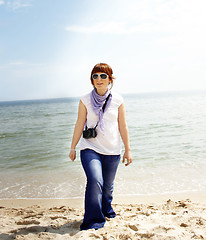 Image showing Young woman on the beach