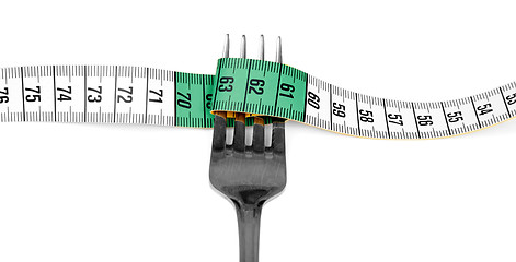 Image showing Fork and measuring tape 