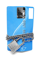 Image showing Card, chain and padlock