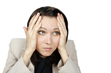 Image showing Portrait of a thoughtful business woman