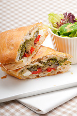 Image showing ciabatta panini sandwichwith vegetable and feta