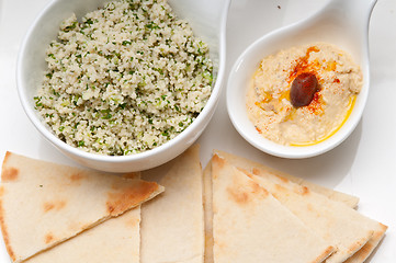 Image showing taboulii couscous with hummus