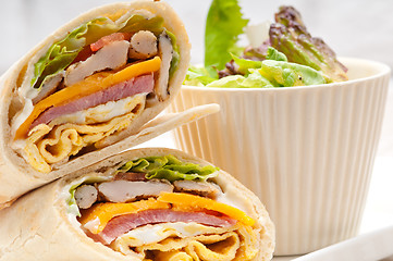 Image showing club sandwich pita bread roll