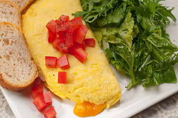 Image showing cheese ometette with tomato and salad