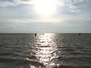 Image showing People bathing in the sea