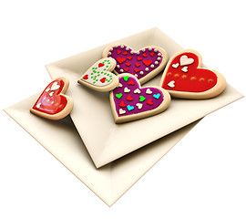 Image showing Allsorts heart-shaped cookies for Valentine's Day