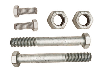 Image showing Galvanized nuts and bolts