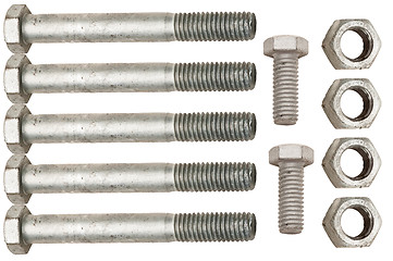 Image showing Galvanized nuts and bolts